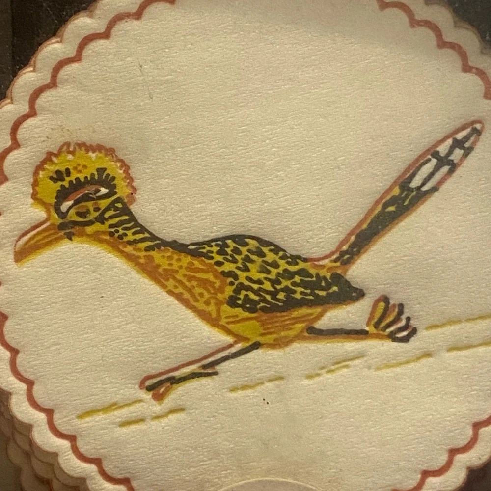 Contempo Roadrunner Napkin Coaster Set Cream New‎ Vintage MCM